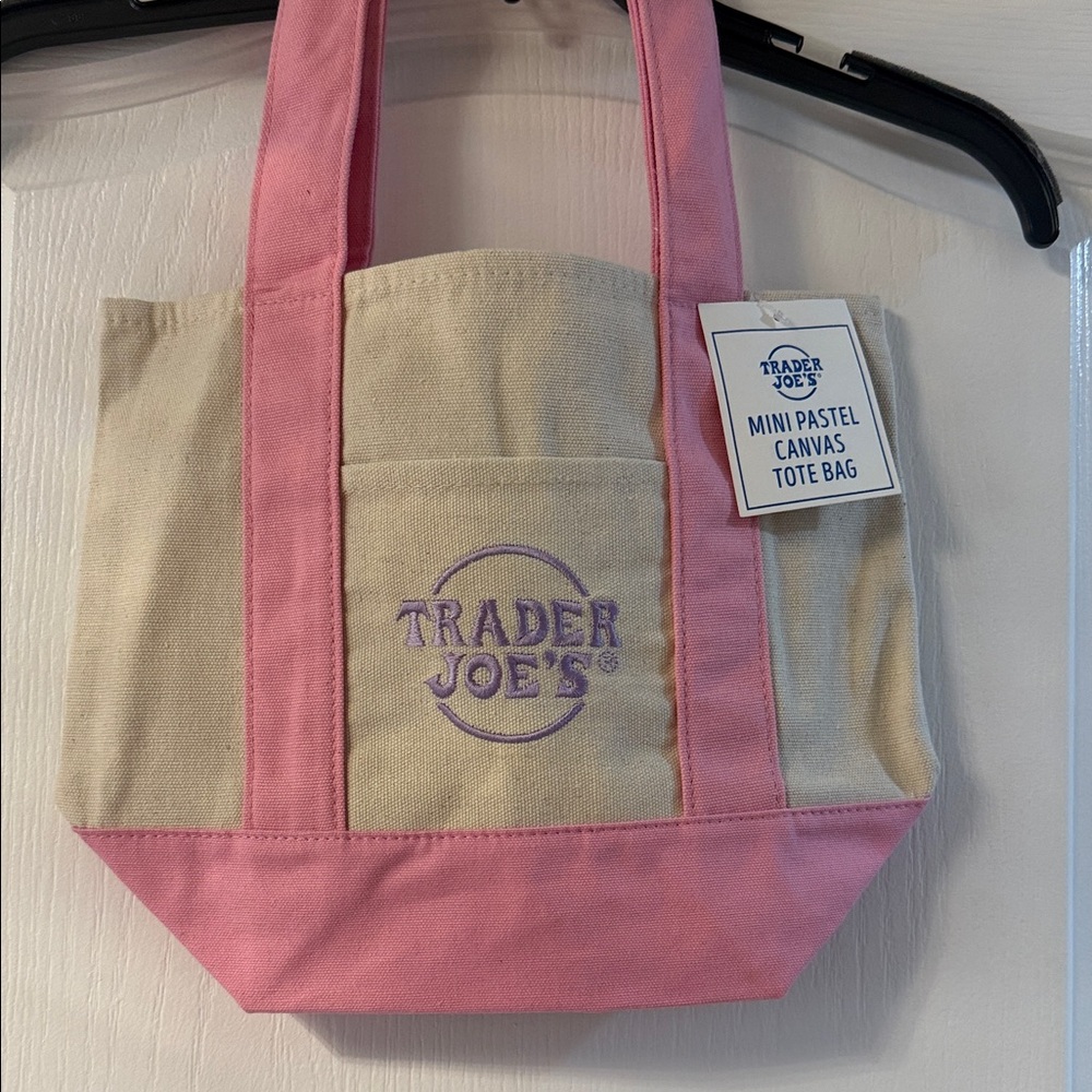 Trader Joe’s Pink and Cream Canvas Tote Bag